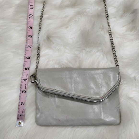Hobo International Daria Leather Convertible Crossbody Clutch Handbag Gray - Picture 13 of 13